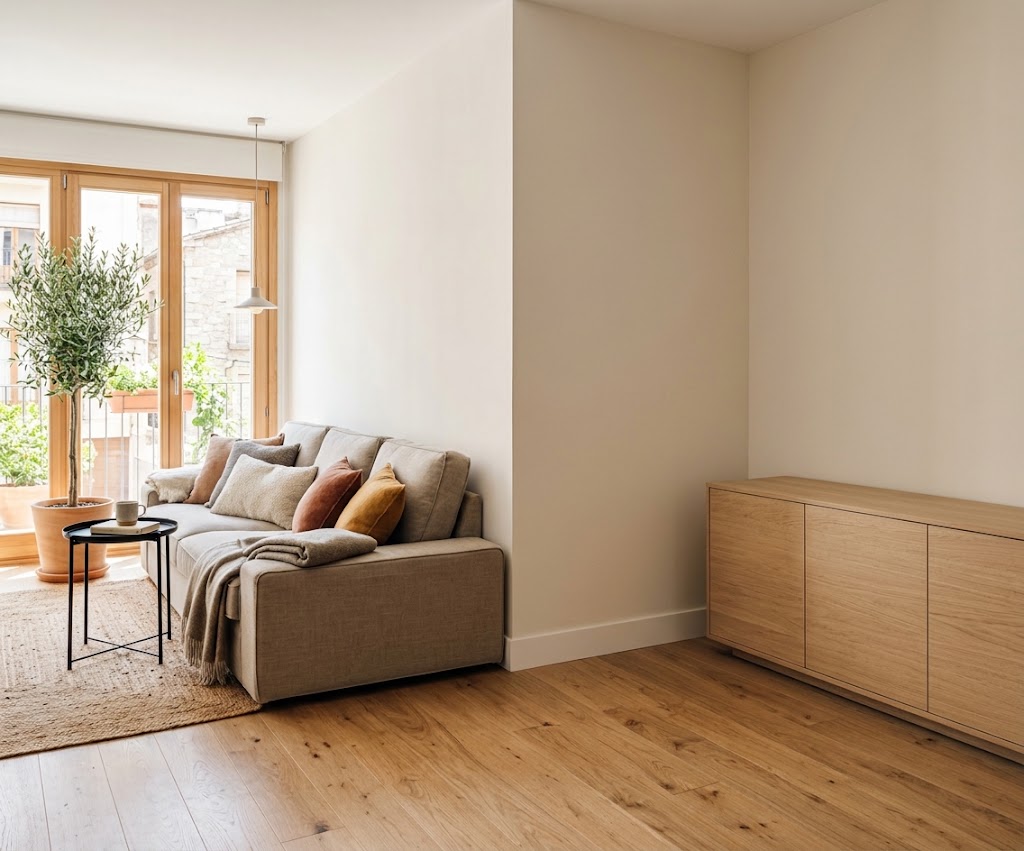 El mismo salón con el mueble del catálogo ya colocado, a su tamaño y medidas reales